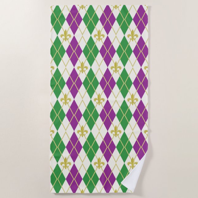 Mardi Gras Raute Beach Handtuch (Vorderseite)
