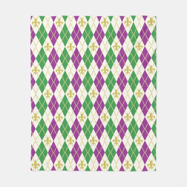 Mardi Gras Raute Fleece Blanket (Vorderseite)