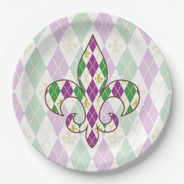 Mardi Gras Raute Paper Plate Pappteller (Vorderseite)