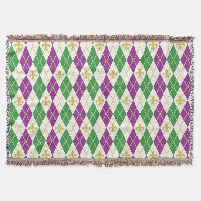Mardi Gras Raute Throw Blanket Decke (Vorderseite)