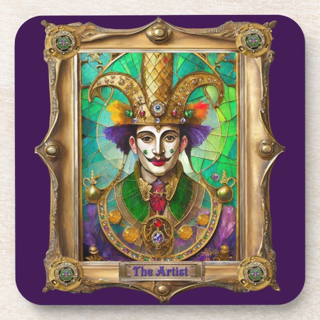 Mardi Gras Realm Portraits - Der Künstler Dali Getränkeuntersetzer (Vorderseite)