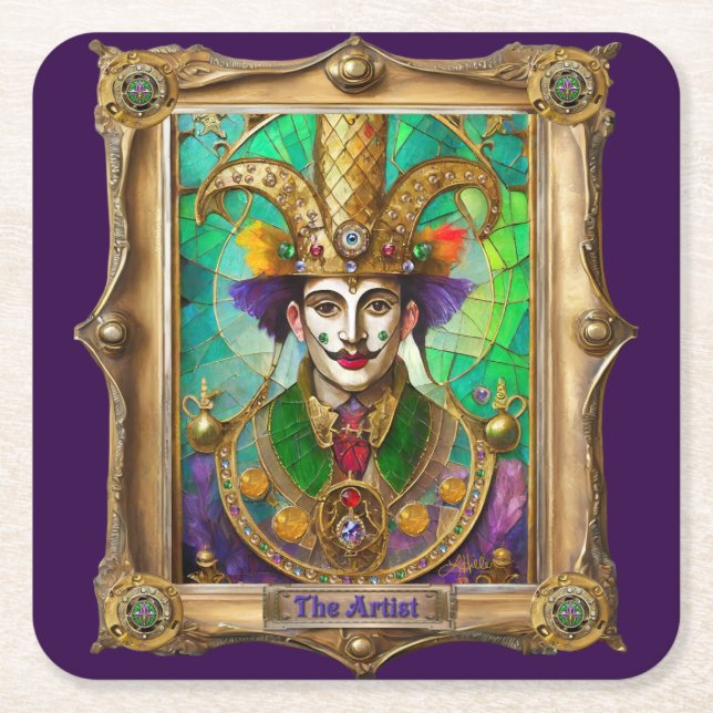 Mardi Gras Realm Portraits - Der Künstler Dali Rechteckiger Pappuntersetzer (Vorderseite)