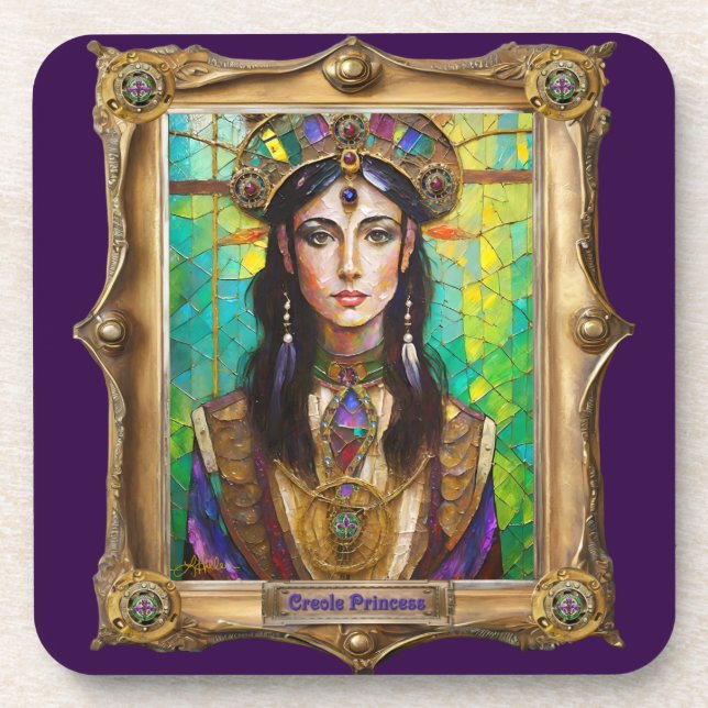 Mardi Gras Realm Portraits - Die kreolische Prinze Getränkeuntersetzer (Vorderseite)