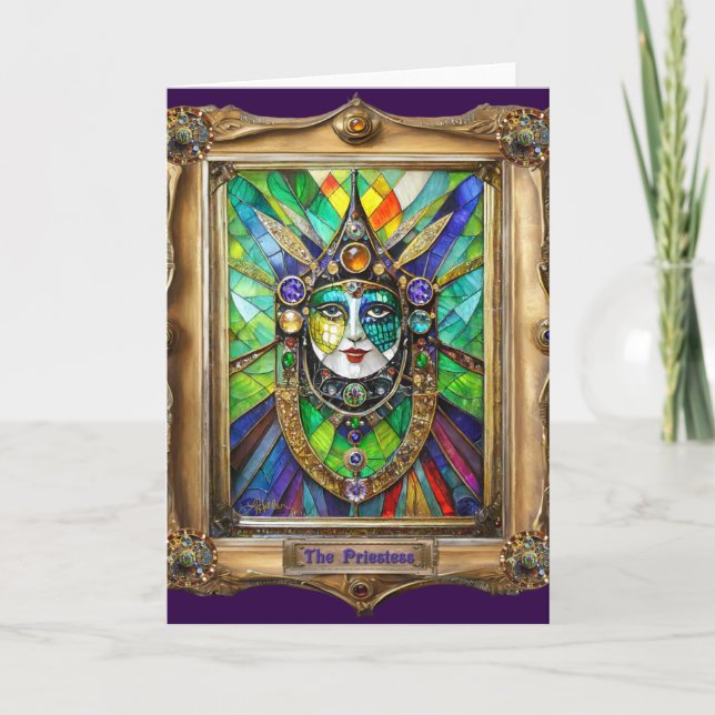 Mardi Gras Realm Portraits - Die Priesterin Karte (Vorderseite)