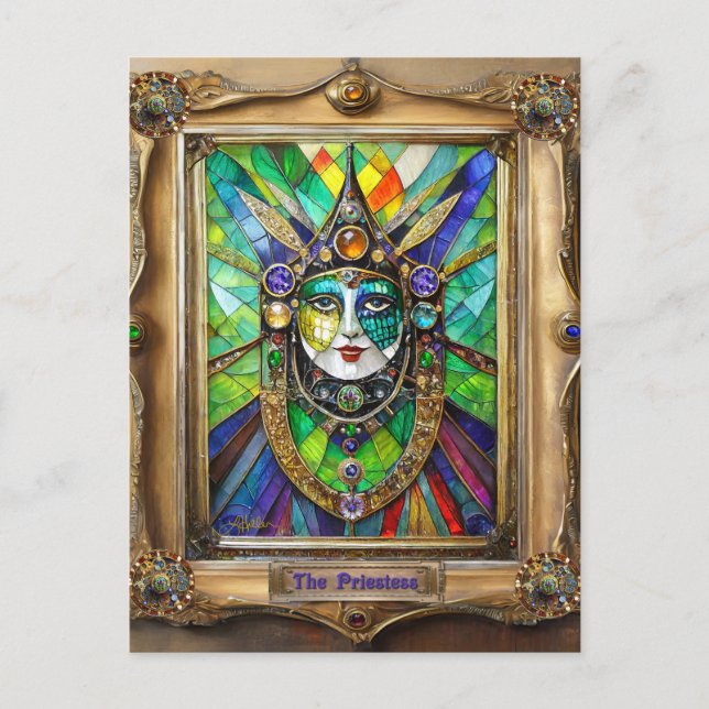 Mardi Gras Realm Portraits - Die Priesterin Postkarte (Vorderseite)