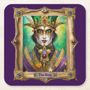 Mardi Gras Realm Porträts - Der König Rechteckiger Pappuntersetzer