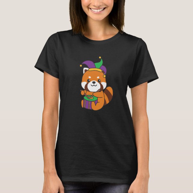 Mardi Gras Red Panda With Drum Mardi Gras Costume  T-Shirt (Vorderseite)
