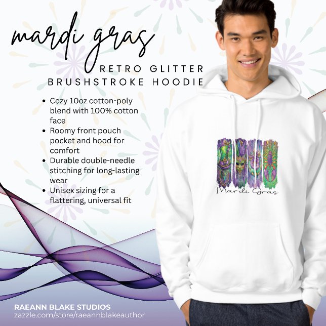 Mardi Gras Retro Glitzer Brushstroke Hoodie (Von Creator hochgeladen)