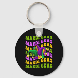 Mardi Gras Retro Groovy Jester Hat New Orleans Car Schlüsselanhänger