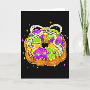 Mardi Gras Retro-Königskuchen Coquette-Bogen-Perle Karte