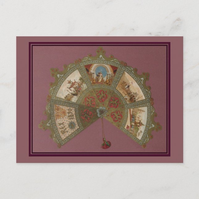 Mardi Gras Rex Ball 1890 Einladungspostkarte (Vorderseite)