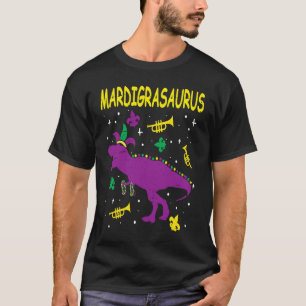 Mardi Gras Rex Dinosaur Mardi Grawr Bead Costume B T-Shirt