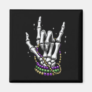 Mardi Gras Rocker Skeleton Händchen Rock on New Or Magnet