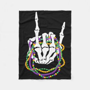 Mardi Gras Rocker Skelett Rock Hand Knochen Musik Fleecedecke