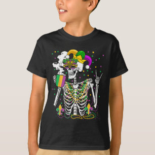 Mardi Gras Röntgen Skeleton Trinken Kaffee Niedlic T-Shirt