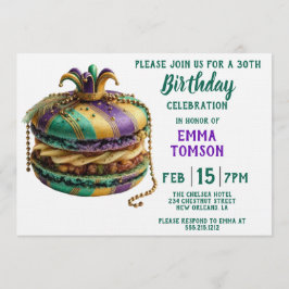 Mardi Gras Royal Macaron Birthday Einladung