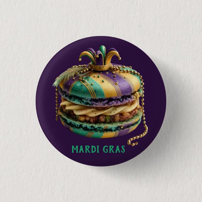 Mardi Gras Royal Macaron Button (Vorderseite)
