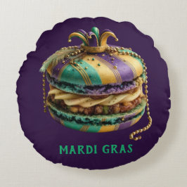 Mardi Gras Royal Macaron Rundes Kissen