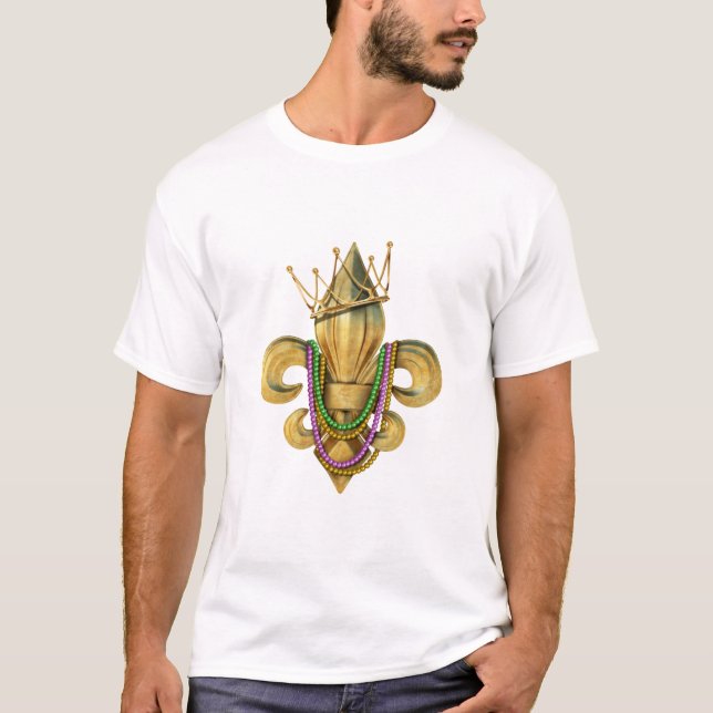 Mardi Gras Royalty Lilie Symbol für Perlen T-Shirt (Vorderseite)