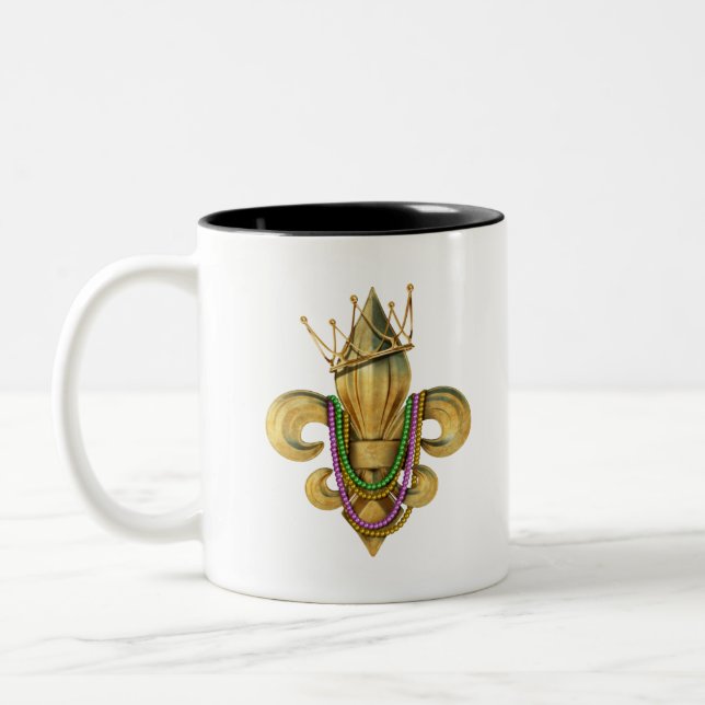 Mardi Gras Royalty Lilie Symbol für Perlen Zweifarbige Tasse (Links)