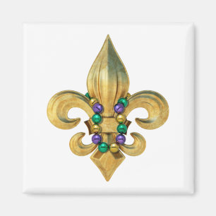 Mardi Gras Royalty Lilie Symbol mit Perlen Magnet