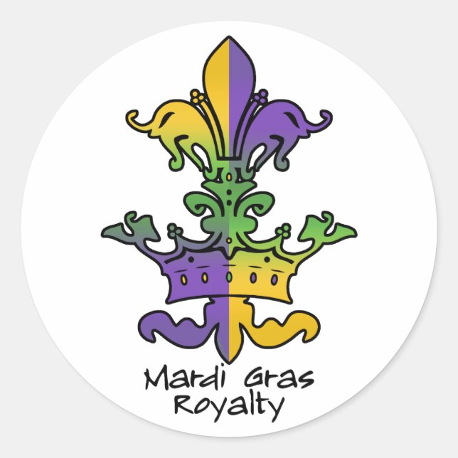 Mardi Gras Royalty Runder Aufkleber (Vorderseite)