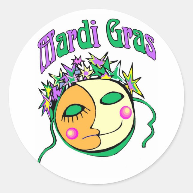 MArdi Gras Runder Aufkleber (Vorderseite)