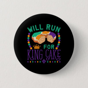 Mardi Gras Running Funny wird für King Cake Ru lau Button