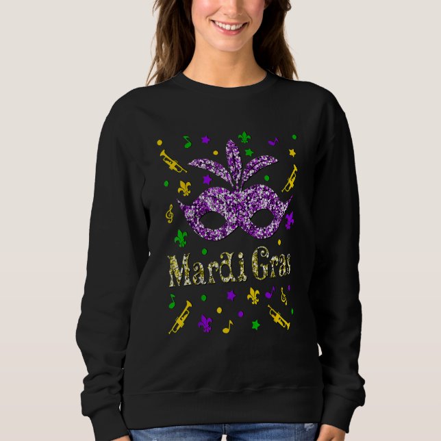 Mardi Gras S Girls Mask Beads New Orleans Party Sh Sweatshirt (Vorderseite)
