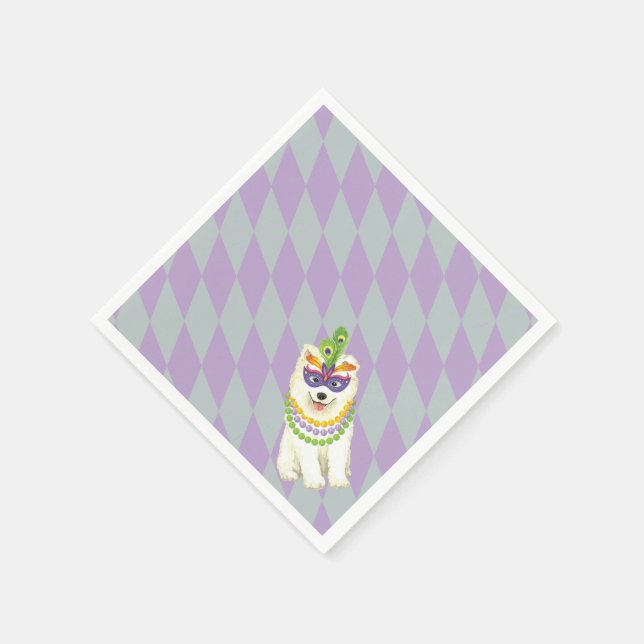 Mardi Gras Samoyed Serviette (Ecke)