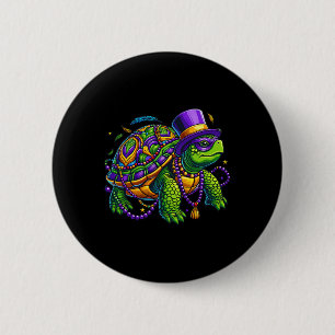 Mardi Gras Schildkröte Süßes Tier  Button