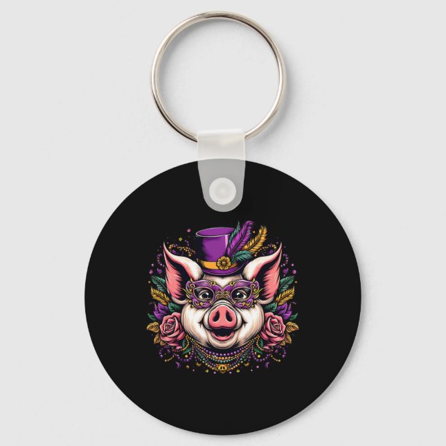 Mardi Gras Schwein Schlüsselanhänger (Vorderseite)