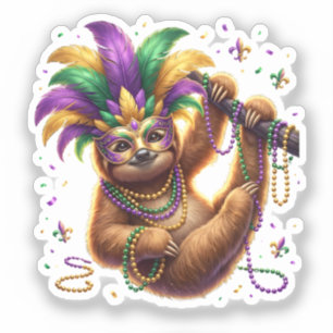 Mardi Gras Sechs Sieben Bruh Faultier 6 7 Meme  Aufkleber