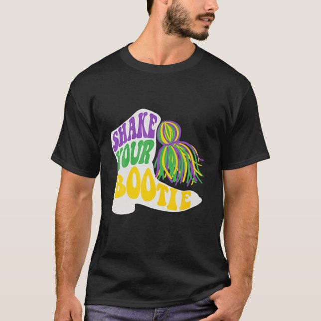 Mardi Gras Shake Your Bootie Majorette Boots T-Shirt (Vorderseite)