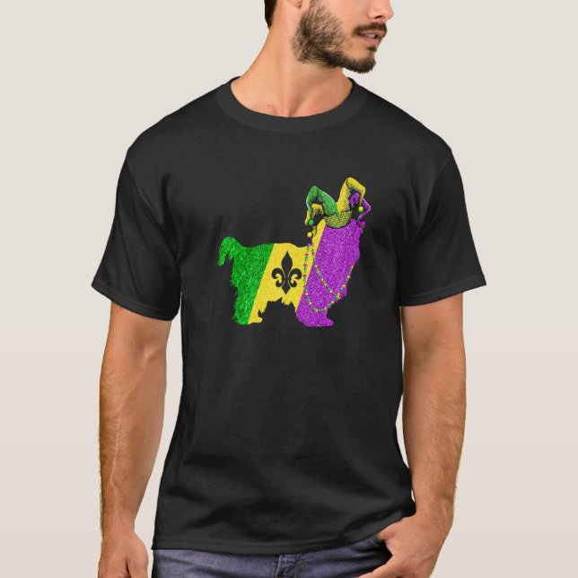 Mardi Gras Shih Tzu Dog Mardi Gras Hat Beads T-Shirt (Vorderseite)
