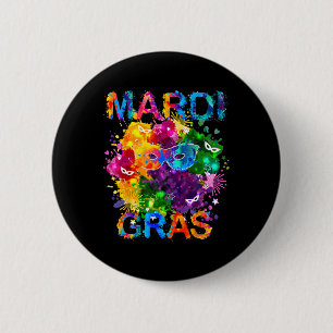 Mardi Gras Shirt Maske Wasserfarben Frauen Männer Button