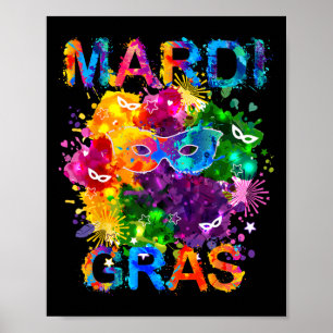 Mardi Gras Shirt Maske Wasserfarben Frauen Männer  Poster