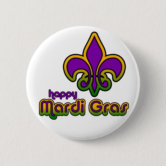 Mardi Gras Siebziger Retro-Knopf Button (Vorderseite)