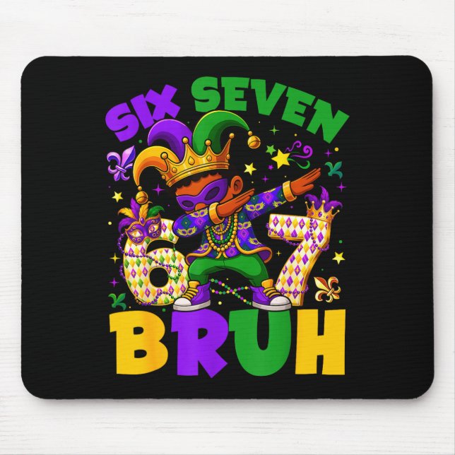 Mardi Gras Six Seven 67 Bruh Meme Dabbing Kobold Mousepad (Vorne)