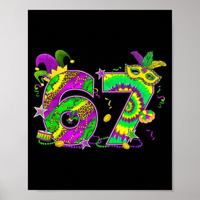 Mardi Gras Six Seven 6 7 Matching Costume Couple M Poster (Vorne)