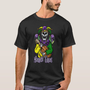 Mardi Gras Skelett Gitarren Kostüm 2023 Frau Männe T-Shirt
