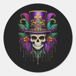 Mardi Gras Skull Hexendoktor New Orleans Men Wome Runder Aufkleber