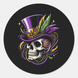 Mardi Gras Skull Hexendoktor New Orleans Men Wome Runder Aufkleber