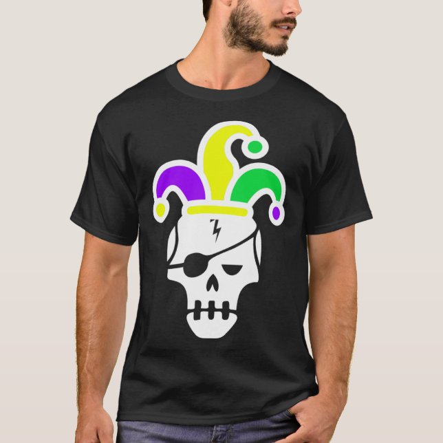 Mardi Gras Skull Jester Hat Carnival Mexican Parad T-Shirt (Vorderseite)