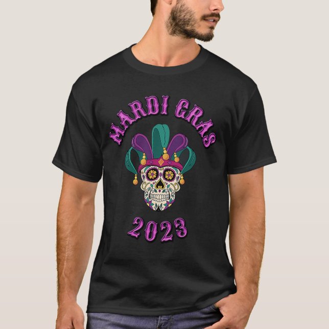MARDI GRAS SKULL MASK NEUE ORLEANS 2023 FESTIVAL T-Shirt (Vorderseite)