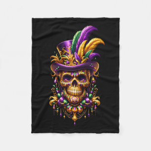 Mardi Gras Skull Top Hat New Orleans Hexendoktor Fleecedecke