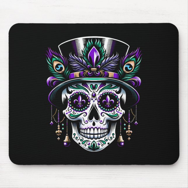 Mardi Gras Skull Top Hat New Orleans Hexendoktor Mousepad (Vorne)