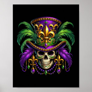 Mardi Gras Skull Top Hat New Orleans Hexendoktor Poster