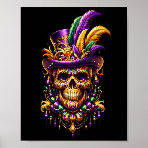 Mardi Gras Skull Top Hat New Orleans Hexendoktor Poster