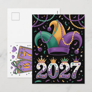 Mardi Gras Spielkarten Six Seven Deck Trucker Feiertagspostkarte